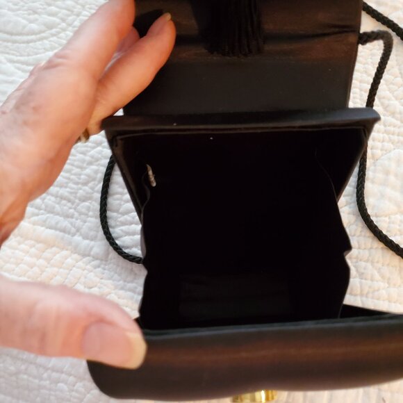 Tiny Black Satin Evening Bag with Tassle - Picture 6 of 6